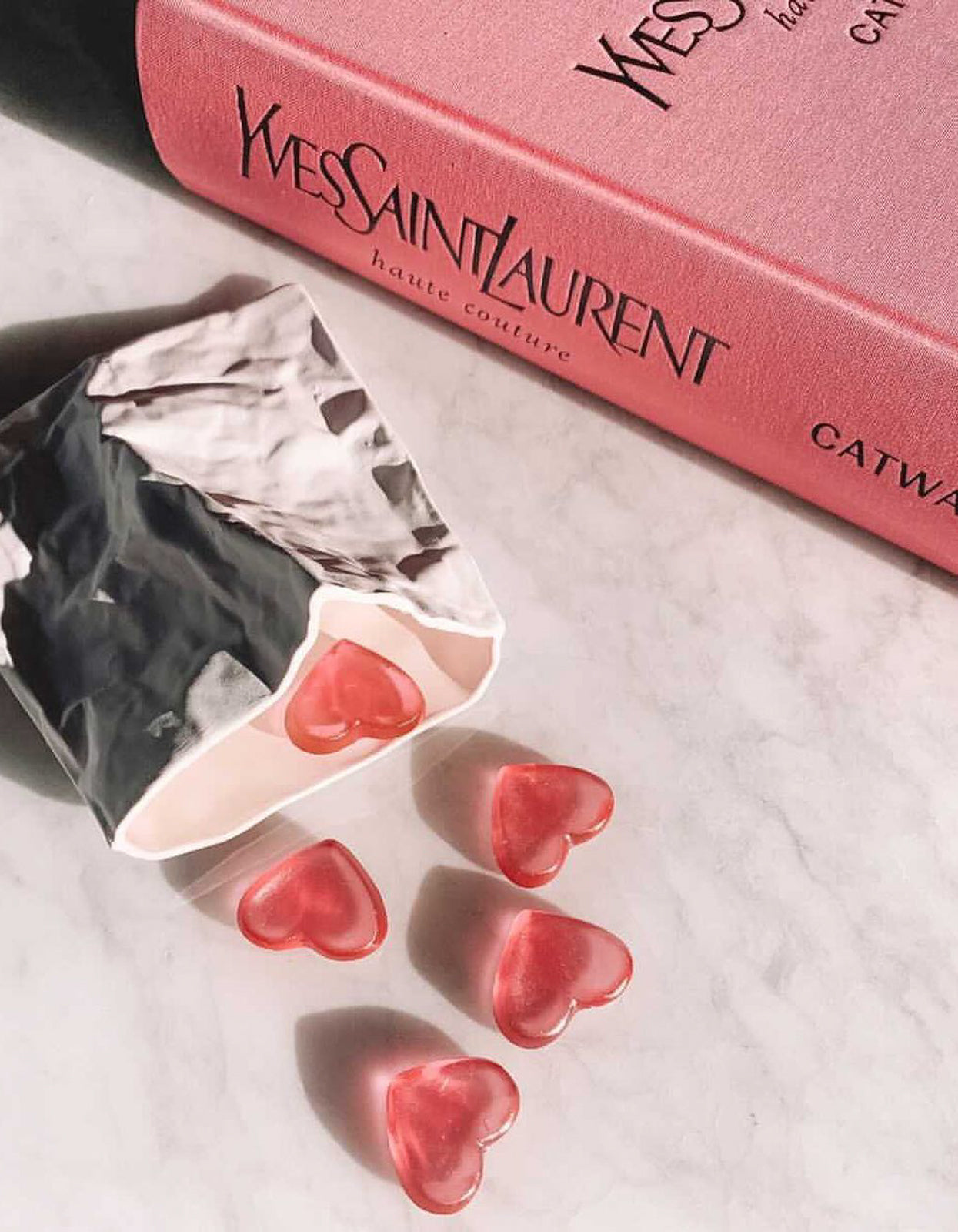 Candy Bag And 12 Mini Candy Hearts - Ruby