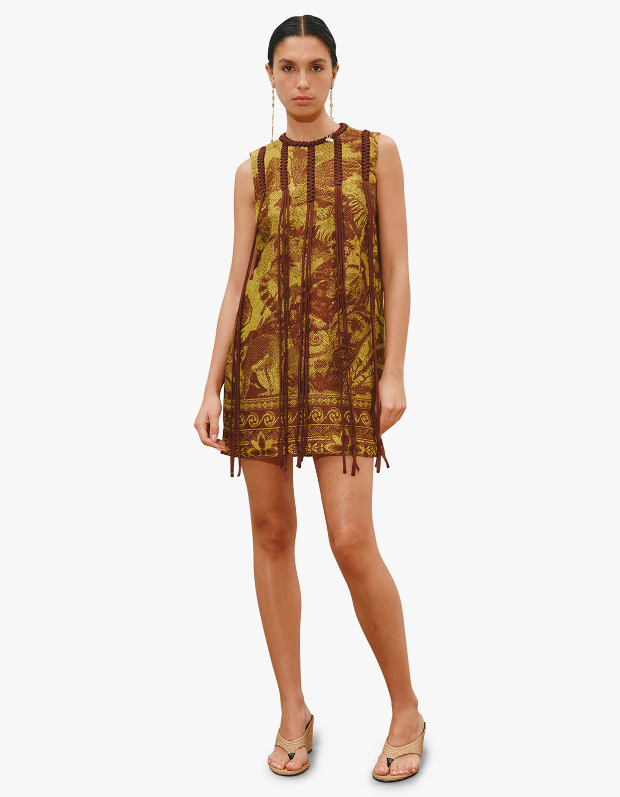 alemais checkmate silk mini dress Alemais - Charley Mini Dress - Lemon Chocolate