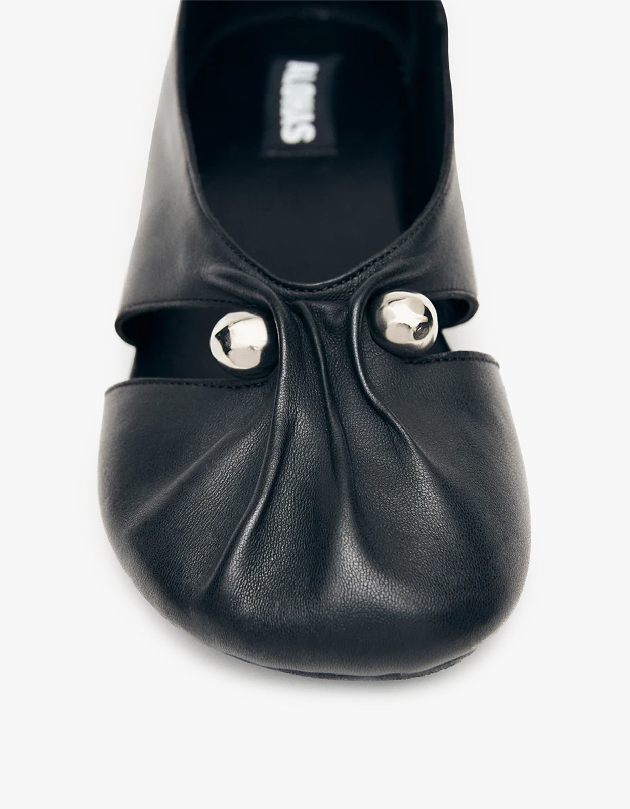 Ravena Black Leather Ballet Flats - Black