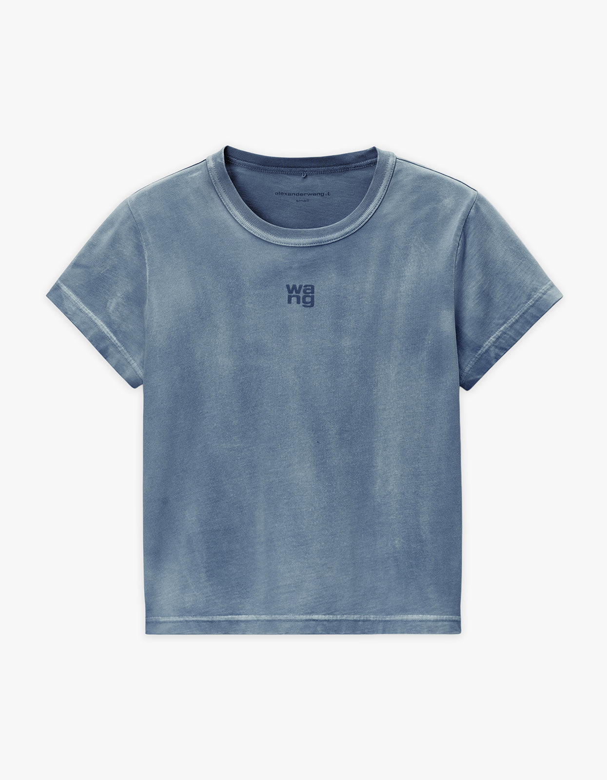 Essential Jsy Shrunken Tee W/Puff Logo - Washed Blue