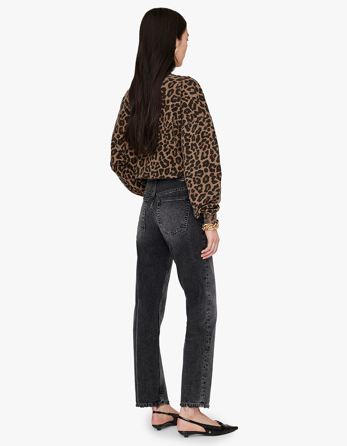 Miles Sweatshirt - Black And Brown Leopard
