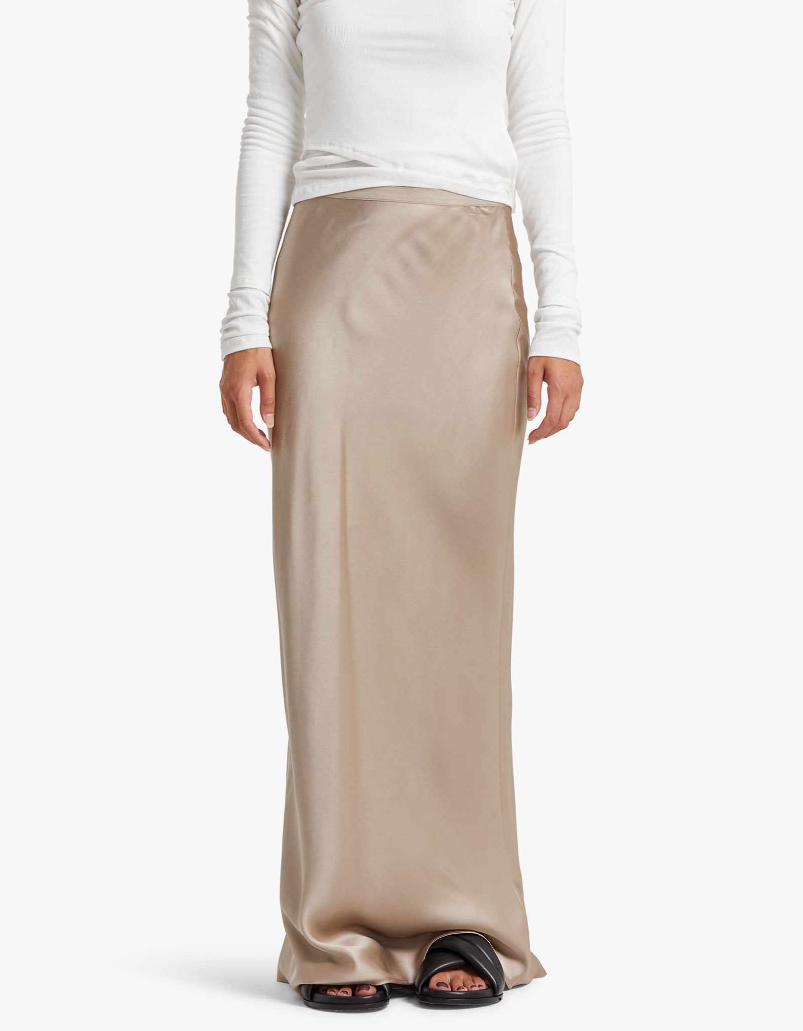 Superette Bar Silk Maxi Skirt Taupe