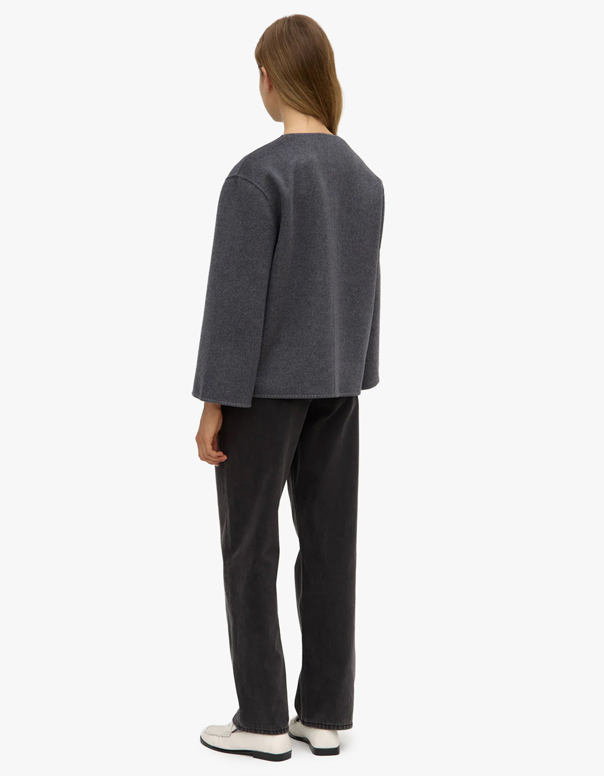 Camille Wool Cashmere Jacket - Charcoal Marle