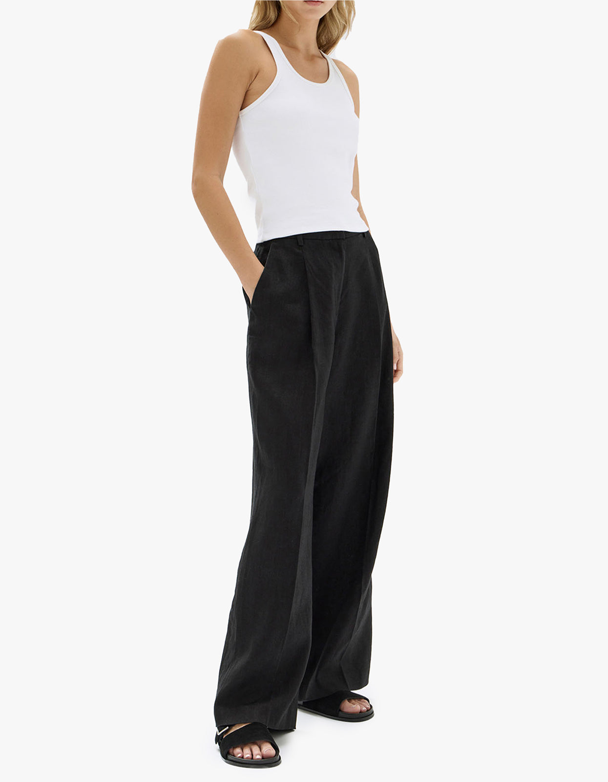Aria Linen Pant - Black
