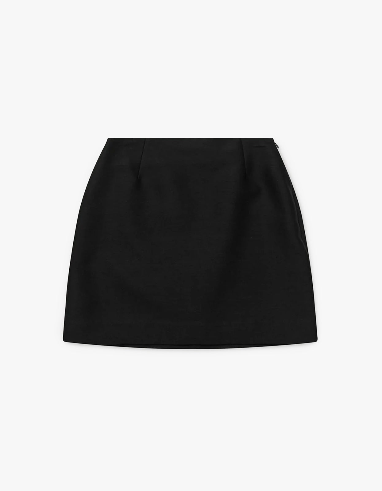 Moss Wool Silk Mini Skirt - Black