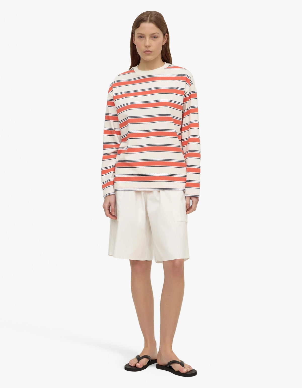 Eliana Stripe Cotton Long Sleeve Tee - Dahlia Stripe