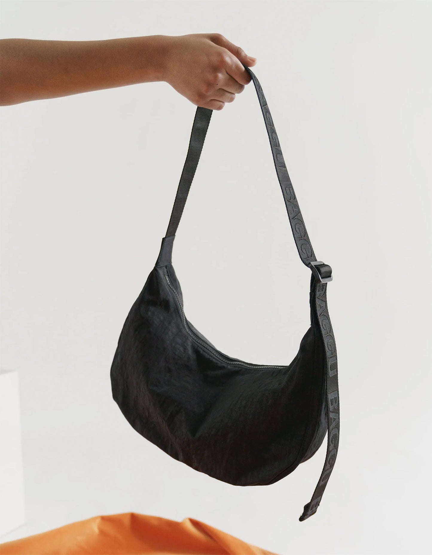 Medium Nylon Crescent Bag - Black