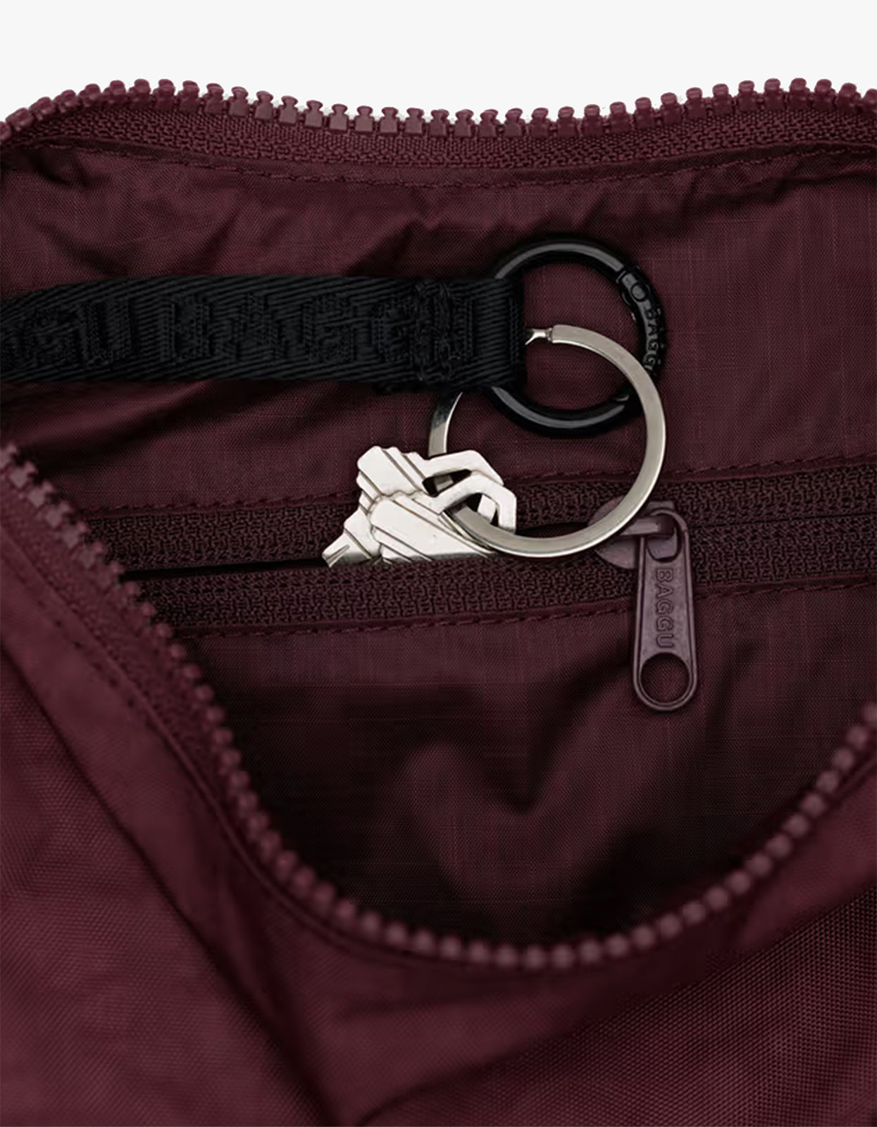 Small Nylon Crescent Bag - Mahogany