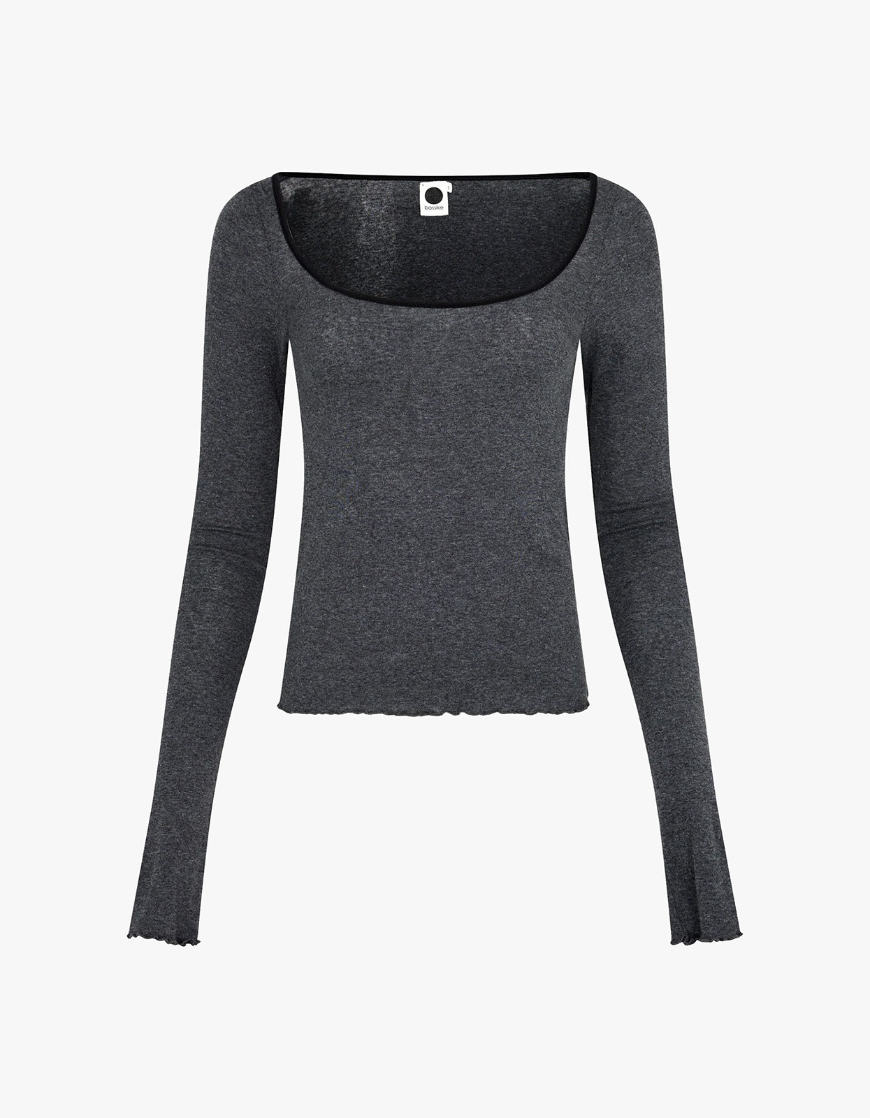 Slim Babylock Scoop Neck L/S - Charcoal Marl/Blk
