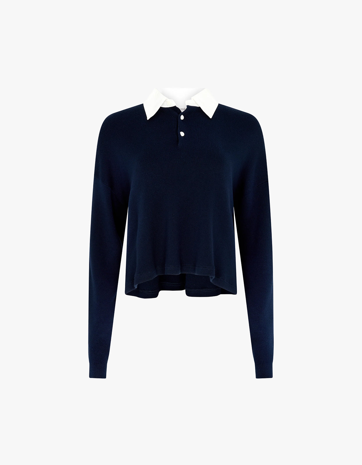 Cotton Polo Knitted Sweat - Ink / White