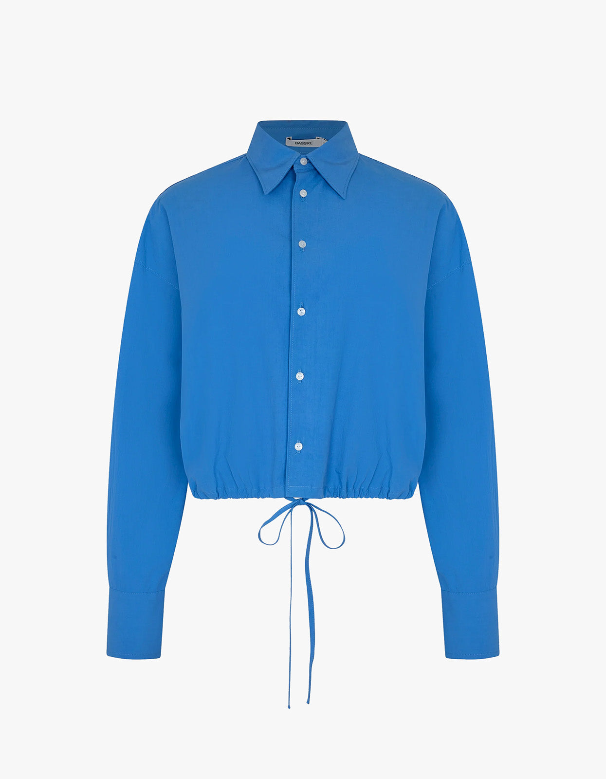 Crushed Cotton Gathered Shirt - Cornflower