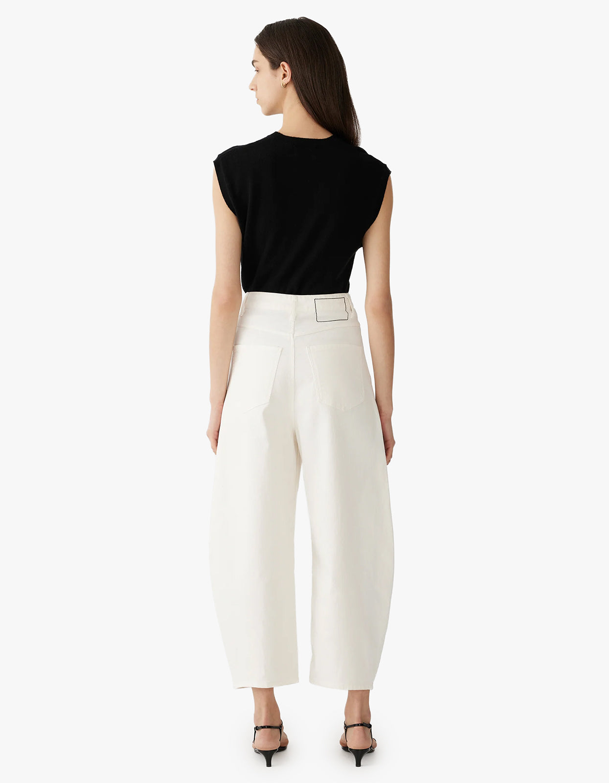 Cotton Twill Barrel Leg Pant - White