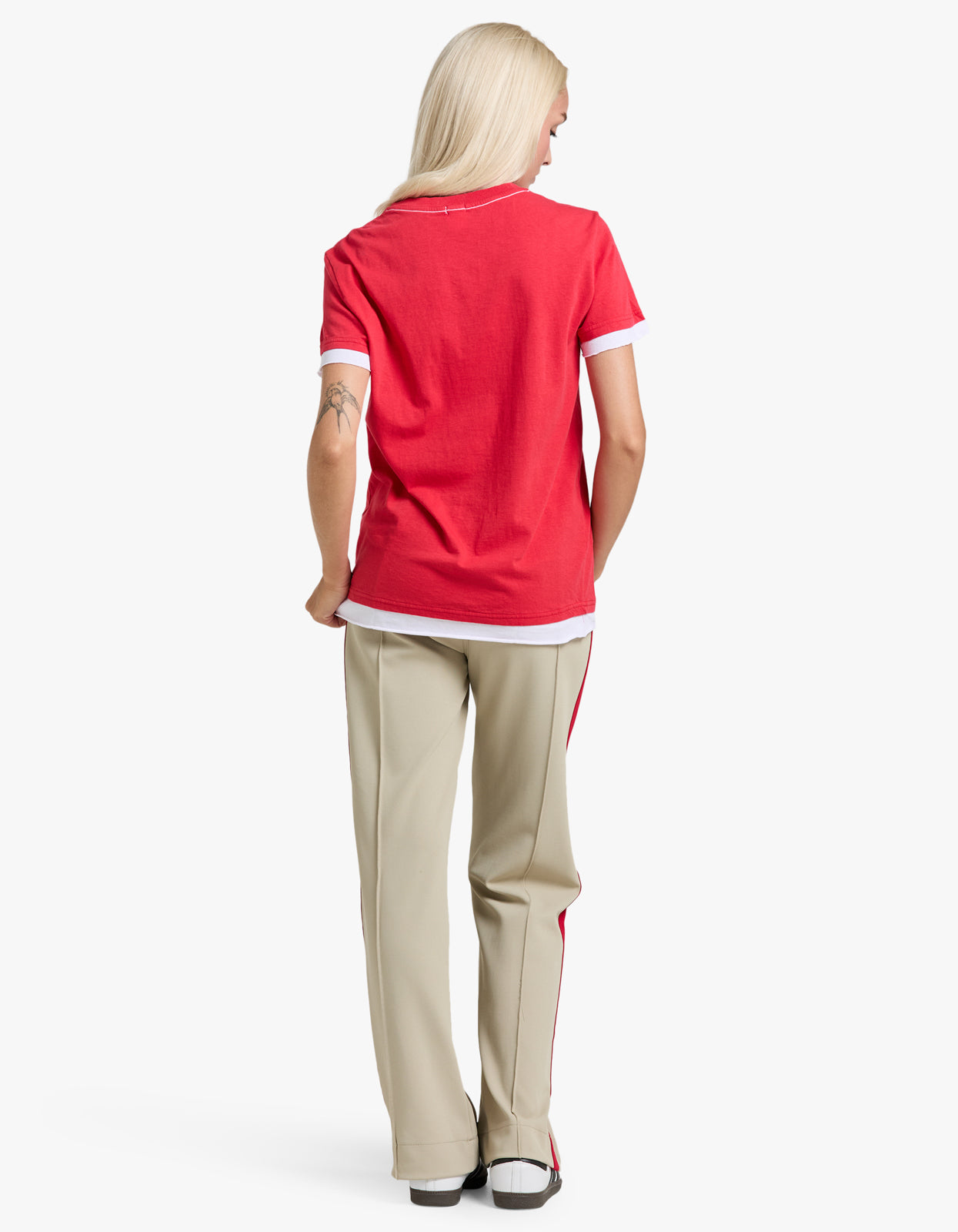 Layered Short Sleeve T.Shirt - Hibiscus/ White