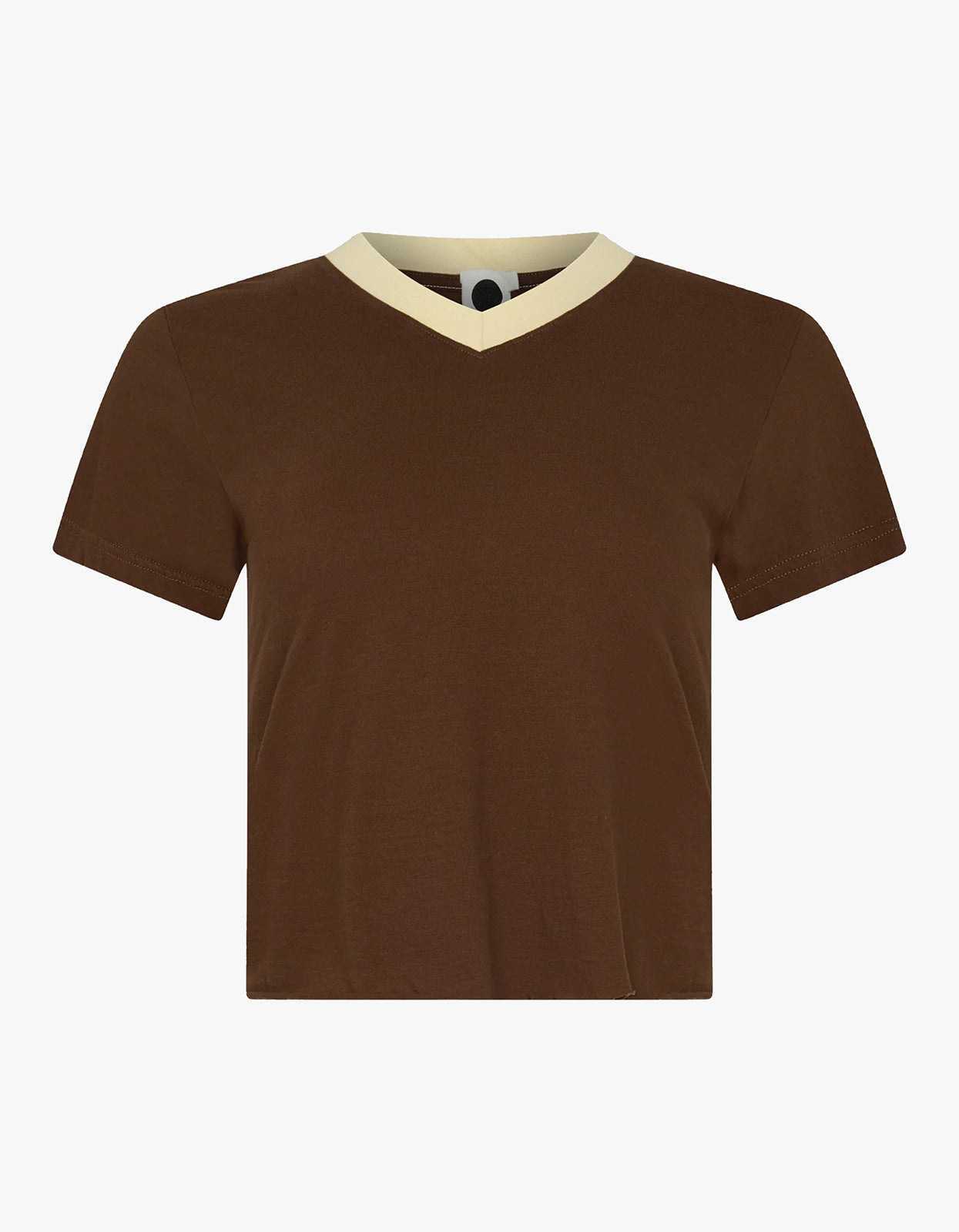 Contrast V-Neck Baby T-Shirt - Chocolate Brown/Lemon Glaze