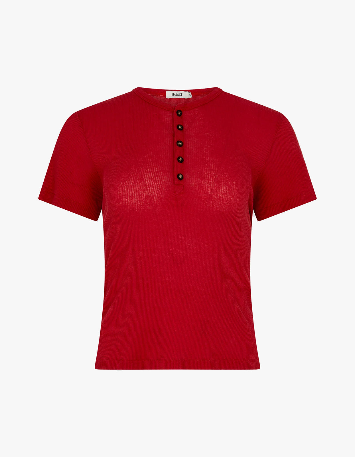 Sheer Rib Placket T.Shirt - Heritage Red