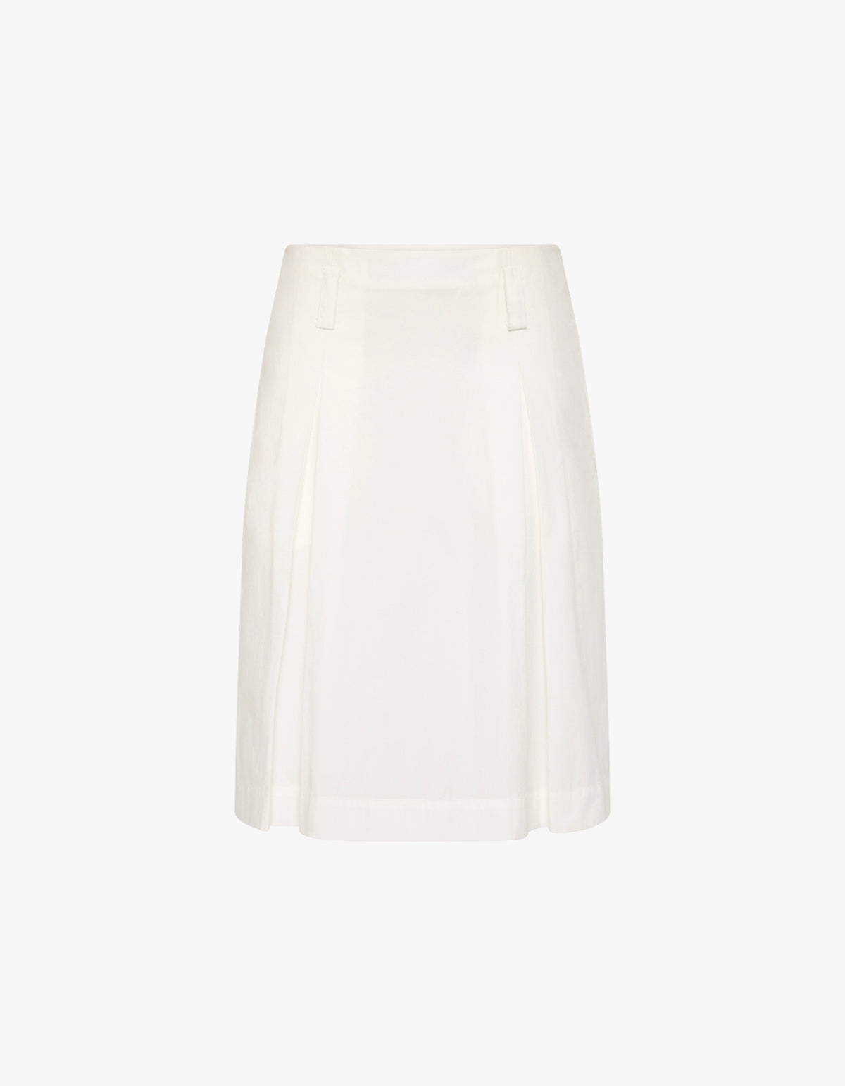 Crushed Cotton Box Pleat Skirt - Natural