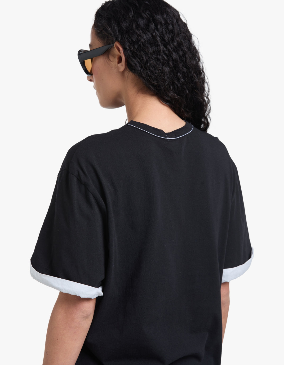 Slouch Turnback T-Shirt - Black/White