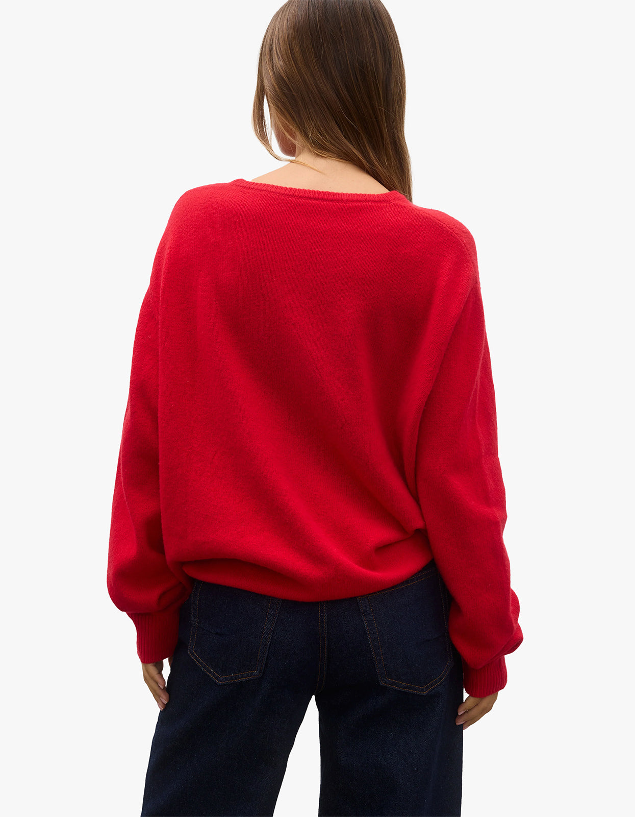 Billie Knit V Neck Sweater - Cherry