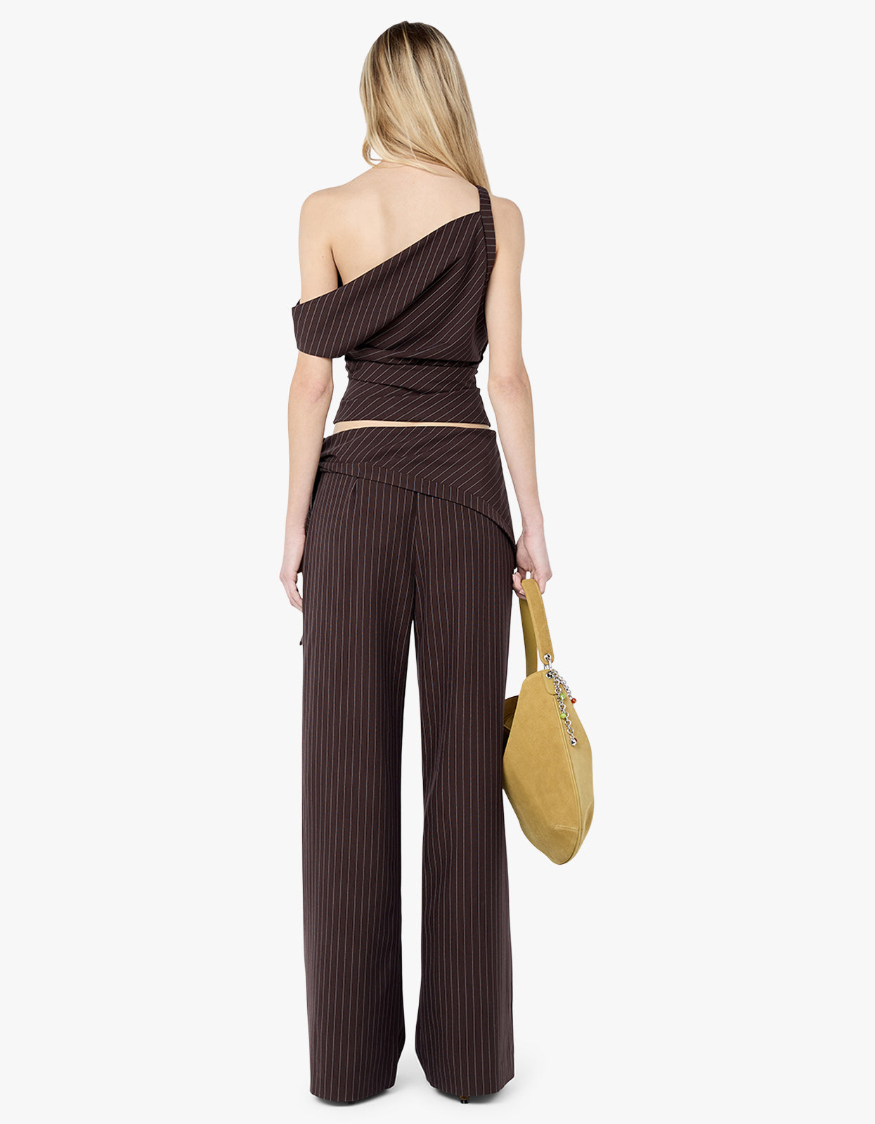 Andre Asym Top - Choc Pinstripe