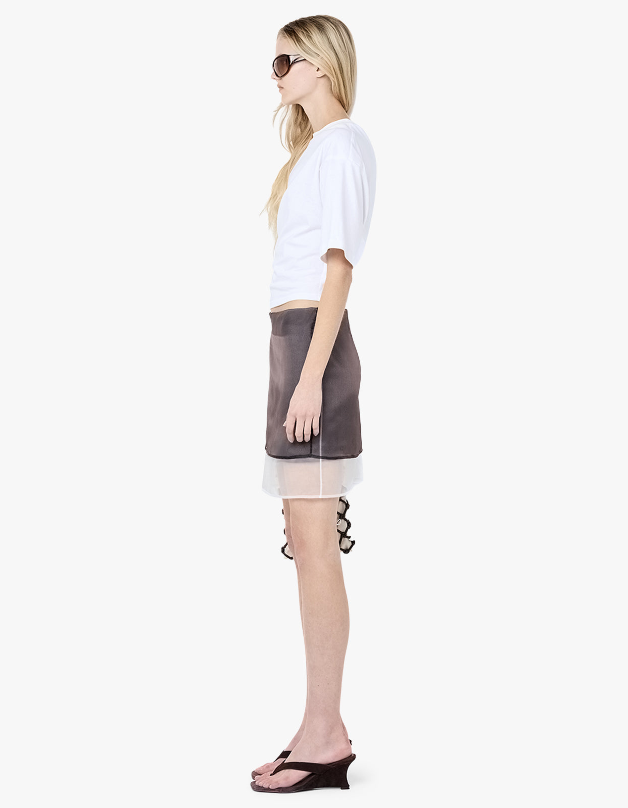 Eloise Layered Skirt - Dark Chocolate/White