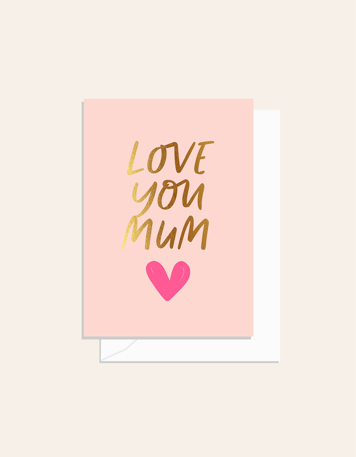 Love You Mum Heart Card - Pink