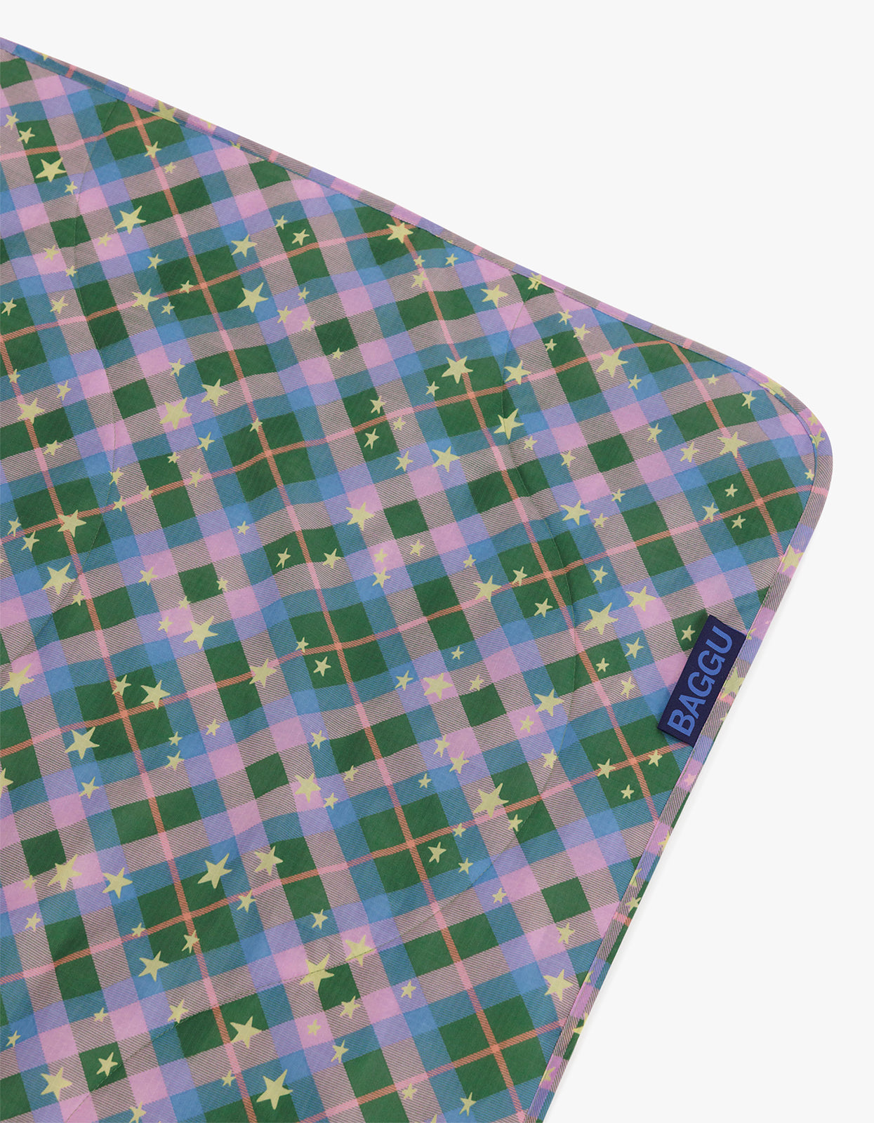 Puffy Picnic Blanket - Green Star Plaid