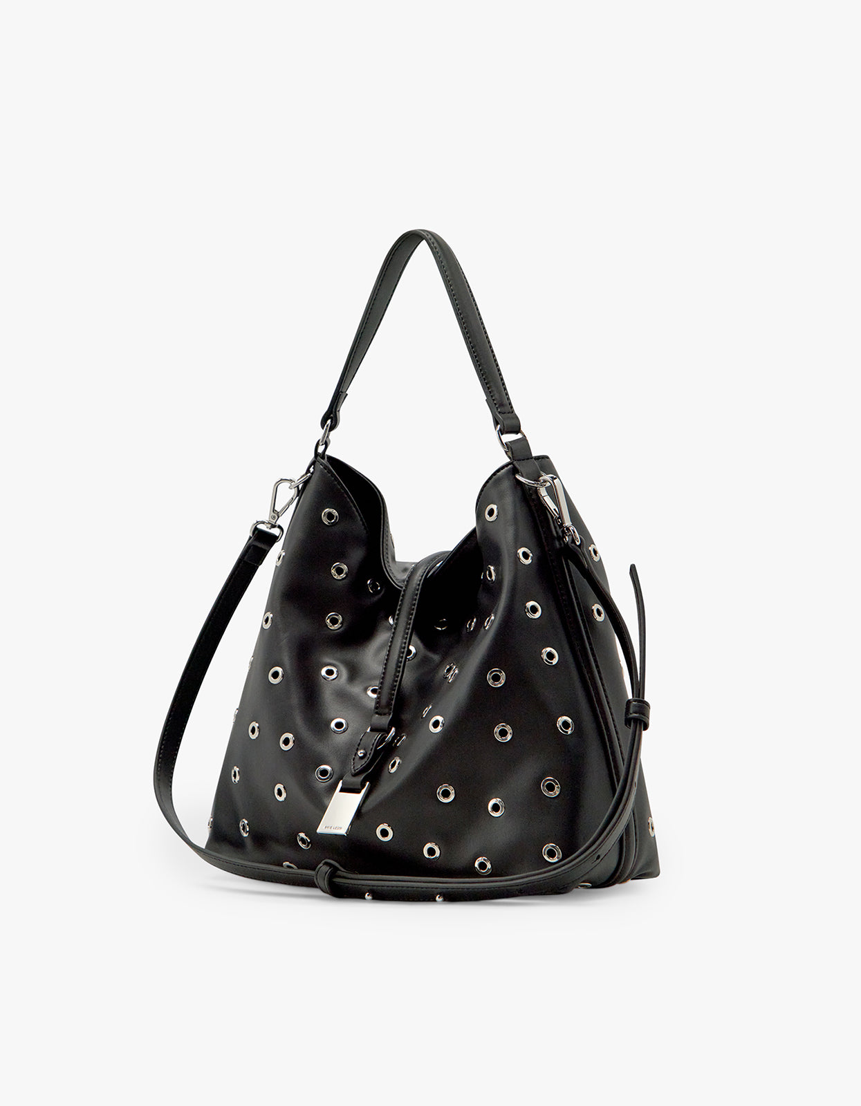 Josie Eyelet Bucket Bag - Black