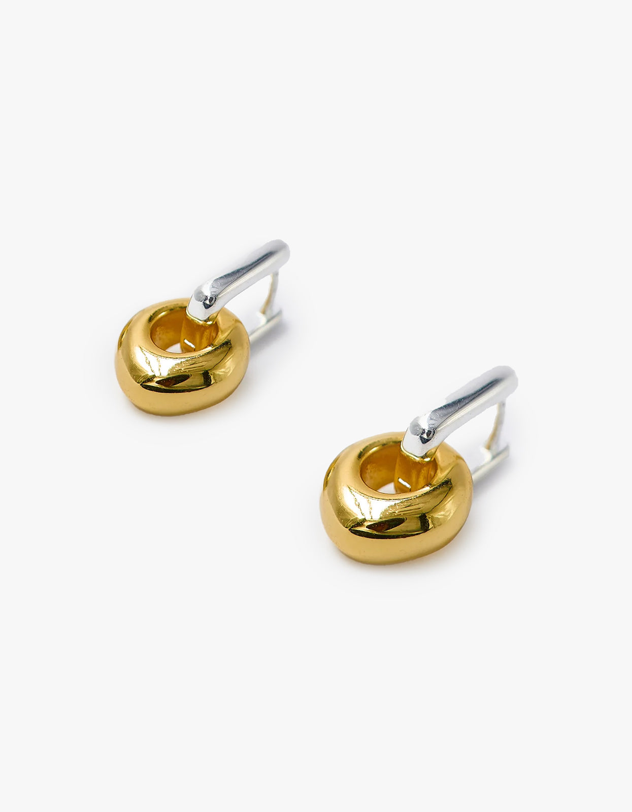 Mini Bloq With Pebble Earring - Silver/Gold