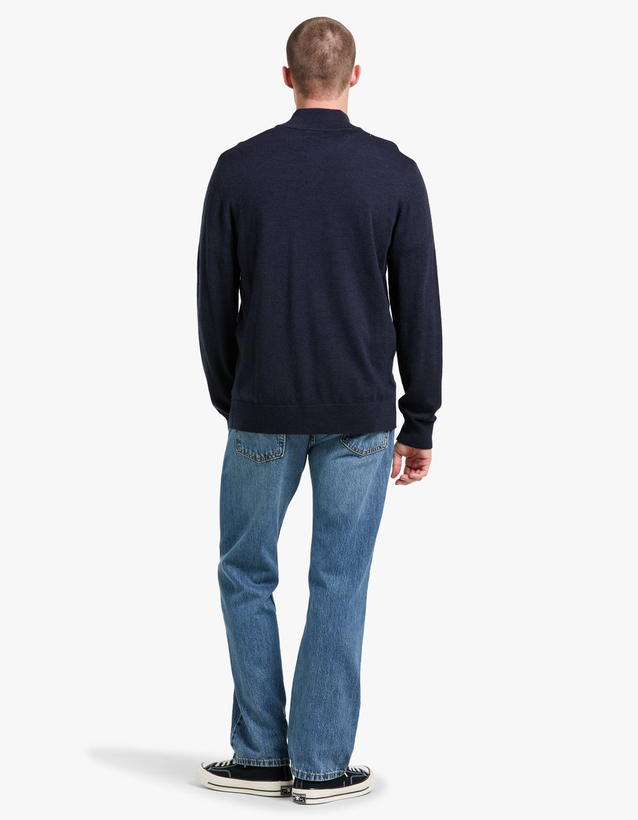 Academy Merino 1/4 Zip Sweat - Navy