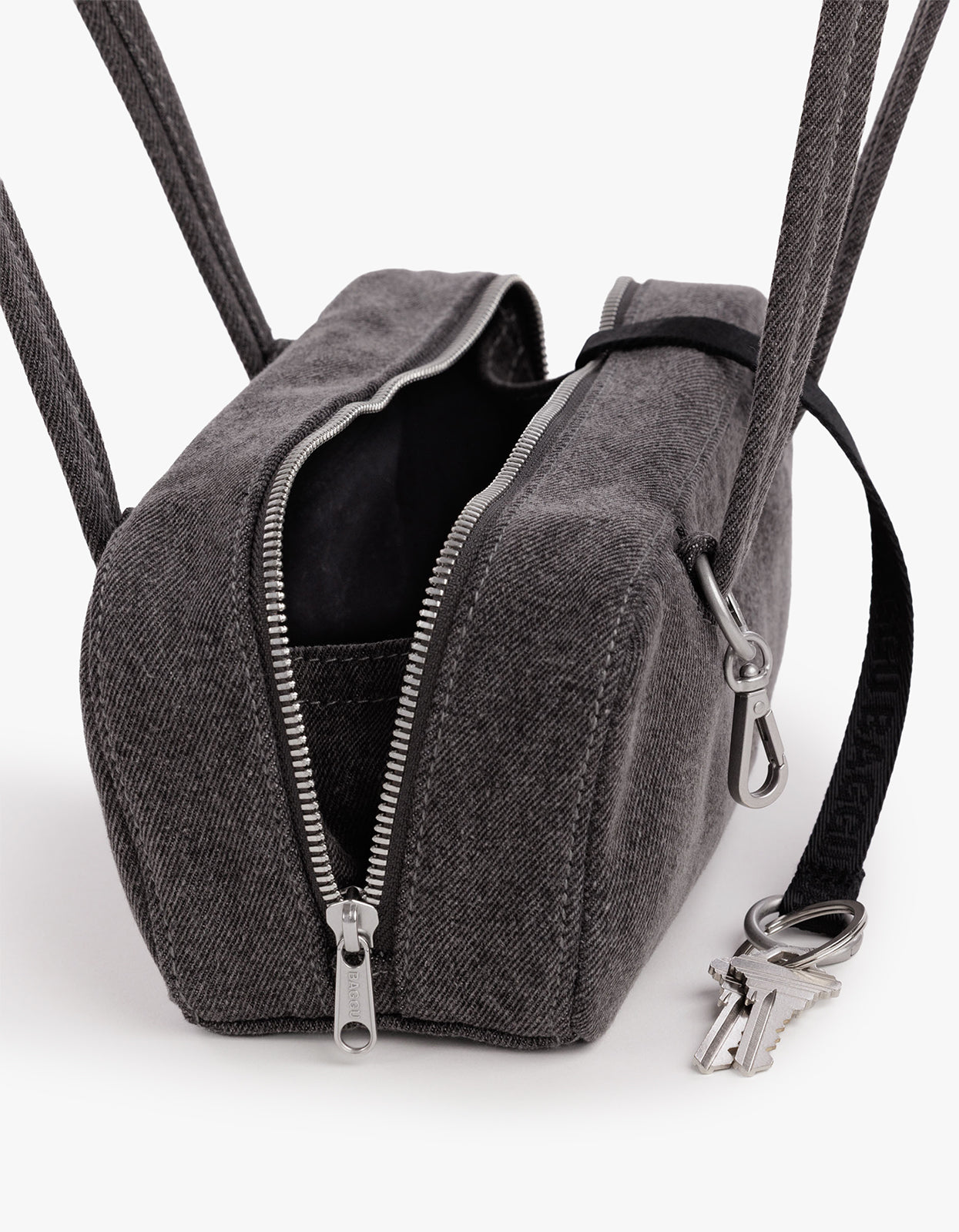 Small Denim Bowler Bag - Washed Black Denim