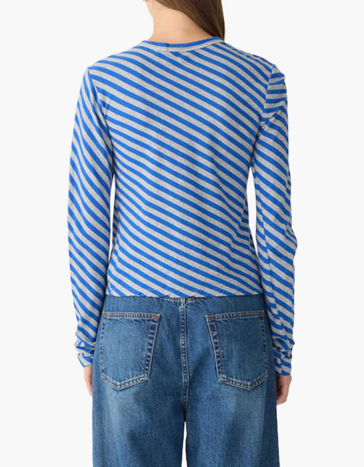 Bias Stripe Baby L/S T-Shirt - Cobalt/Greymarl