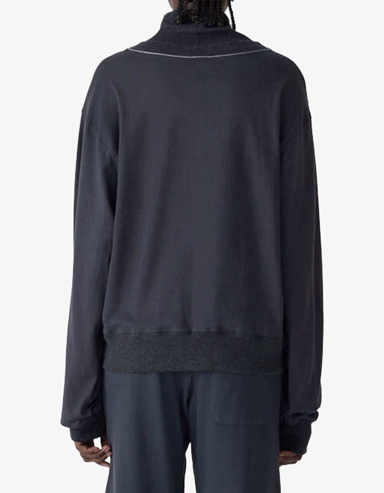 Contrast Funnel Neck Sweat - Washed Navy/Charcoal Marl