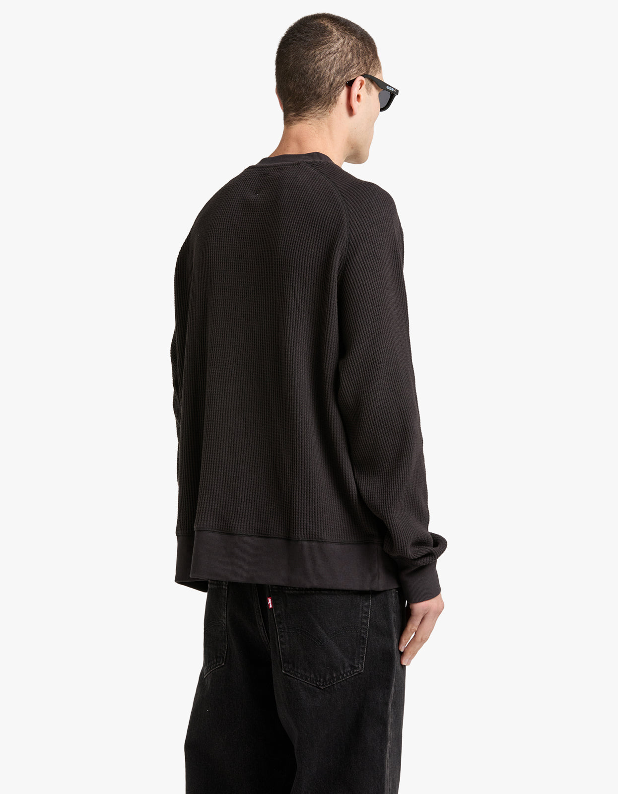 Mens Heavy Waffle L/S - Vintage Black