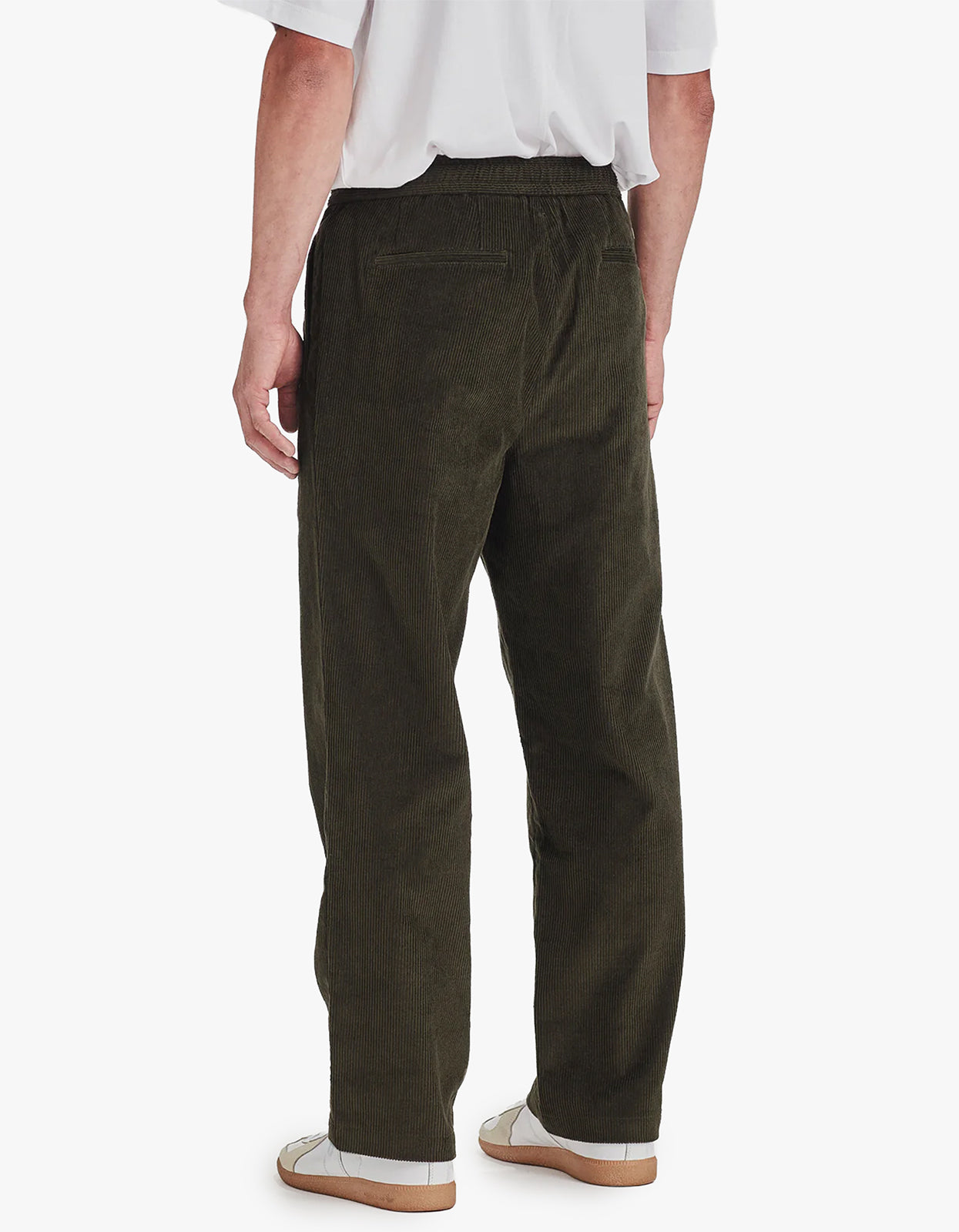 Mens Cord Pleat Front Pant - Moss