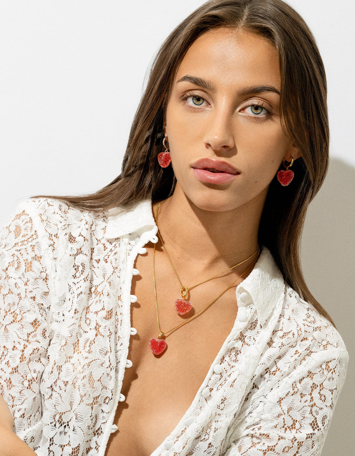 Jelly Heart Hoop Earrings - Watermelon