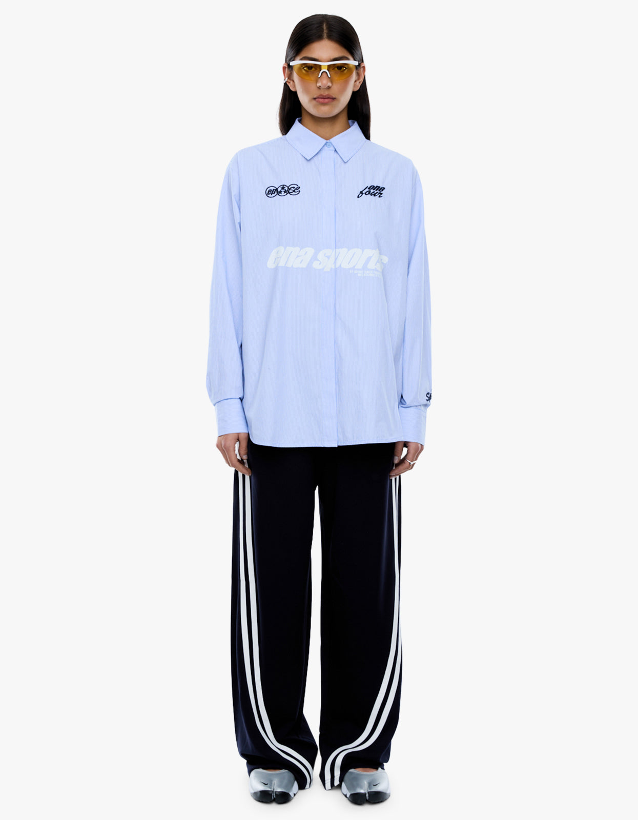 Ena Sports Shirt - Powder Blue Stripe