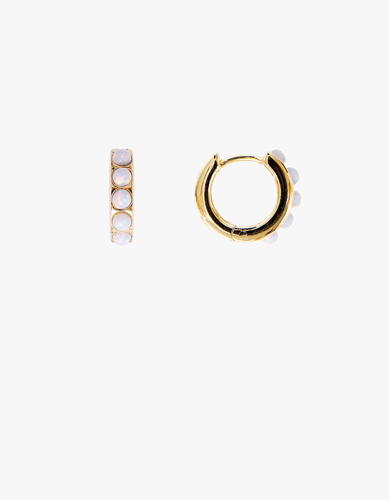 Ivory Opal Crystal Huggies - Ivory