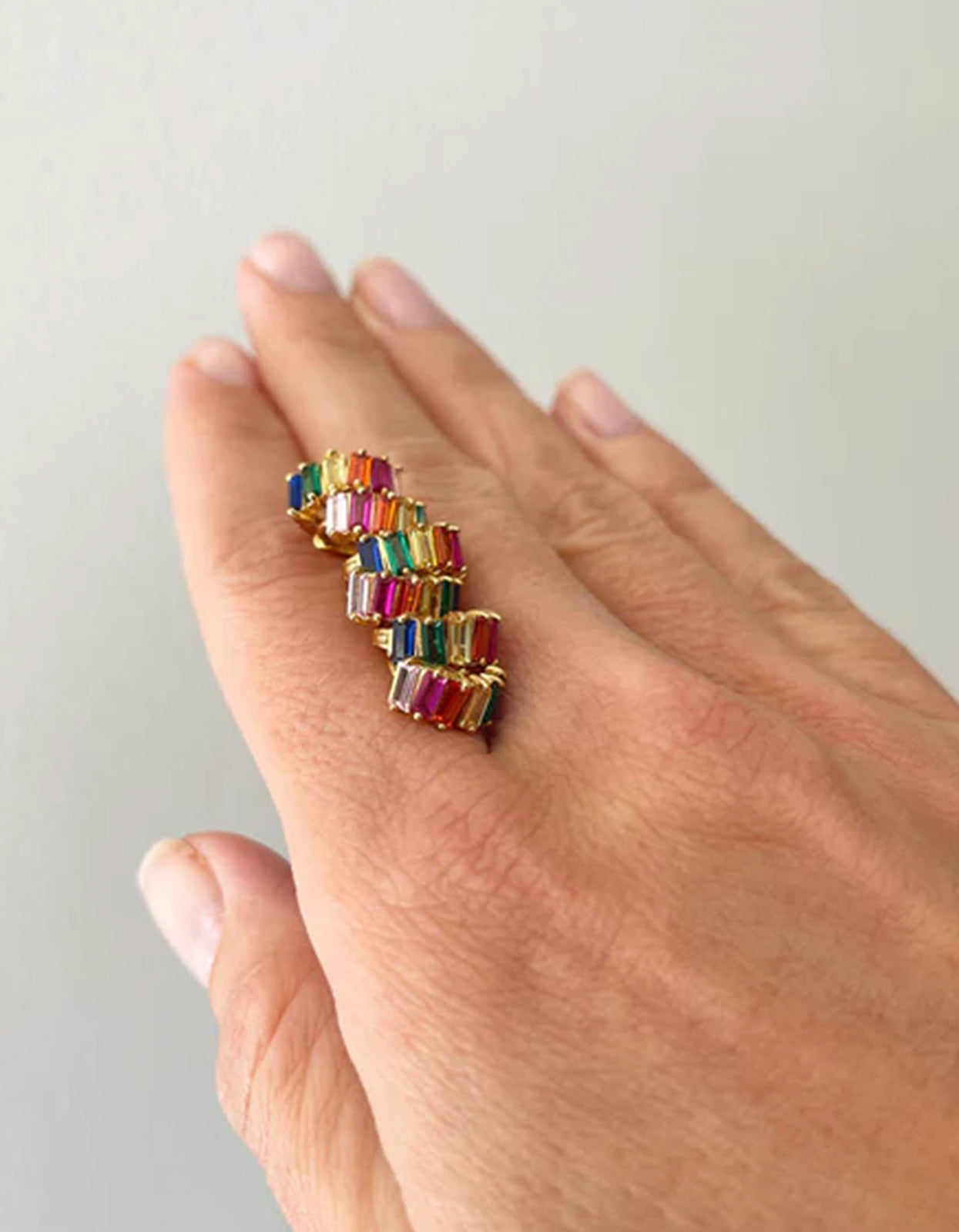 Rainbow Baguette Cluster Huggies - Rainbow