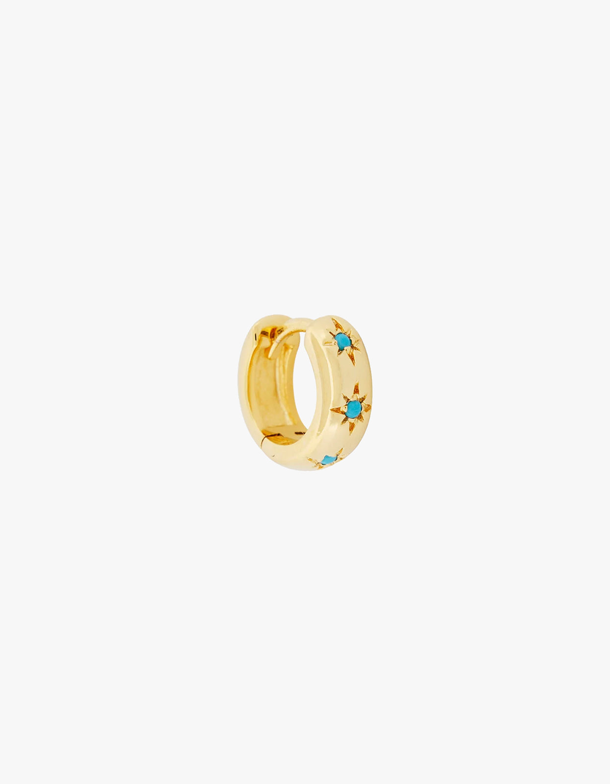 Turquoise Starburst Huggies - Gold