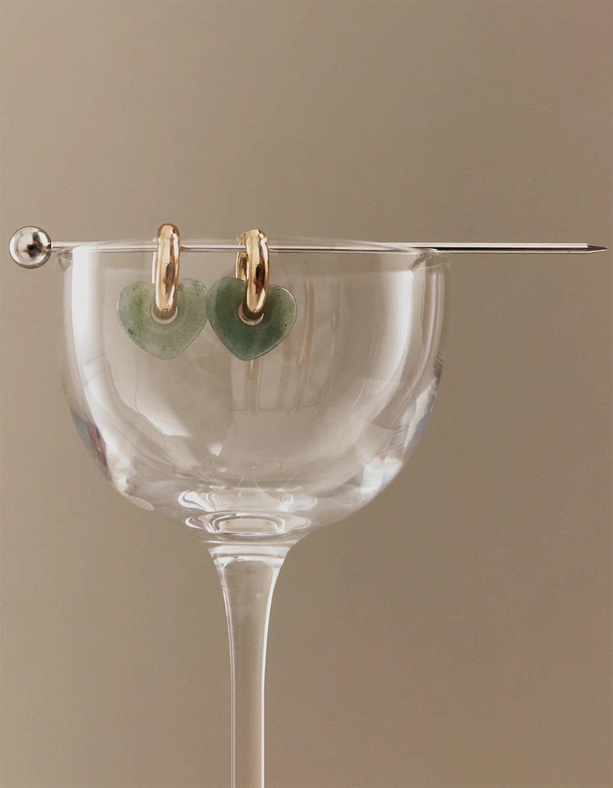 Jade Lisa Puffy Earrings - Green/Gold