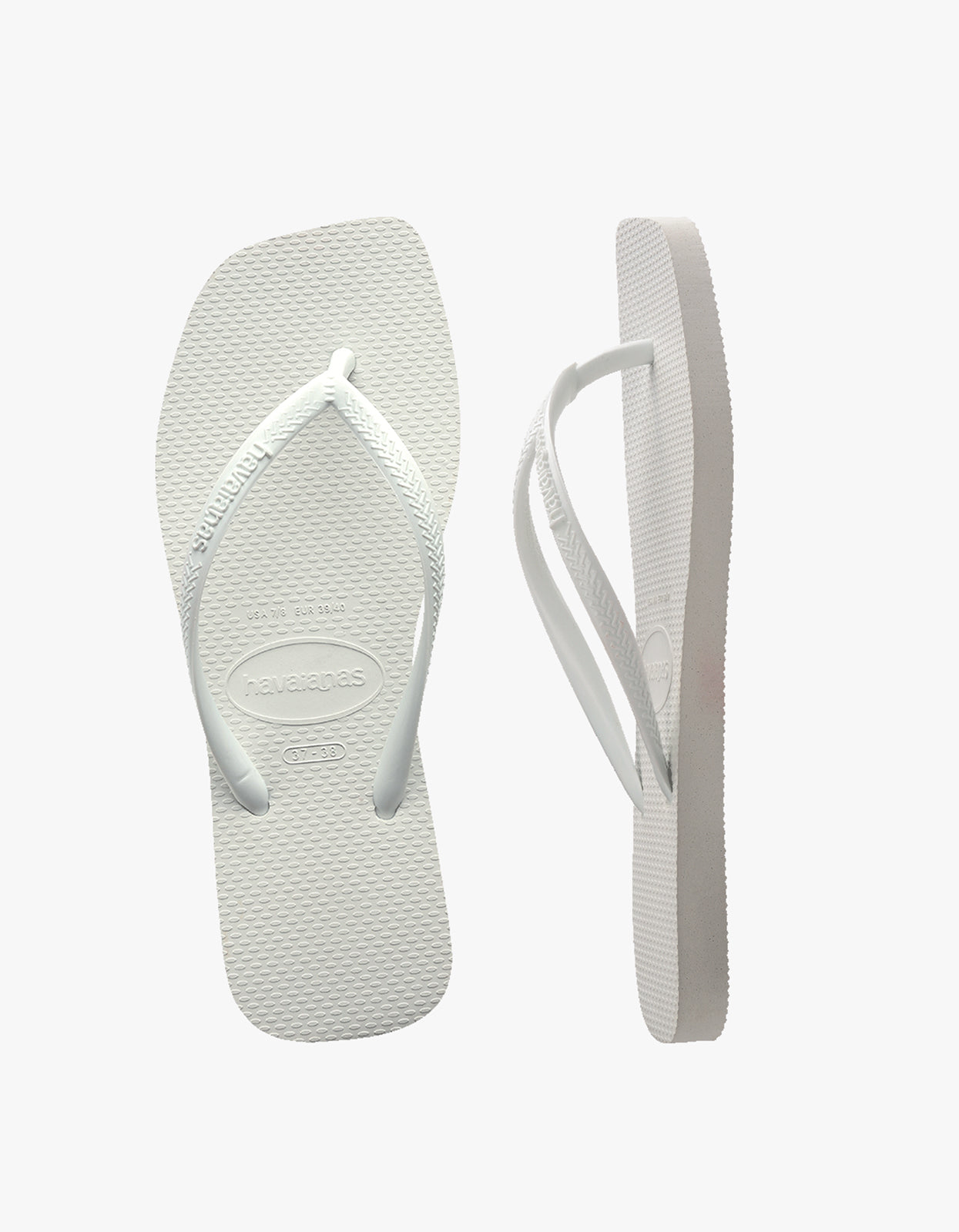 Slim Square Solid Jandals - White