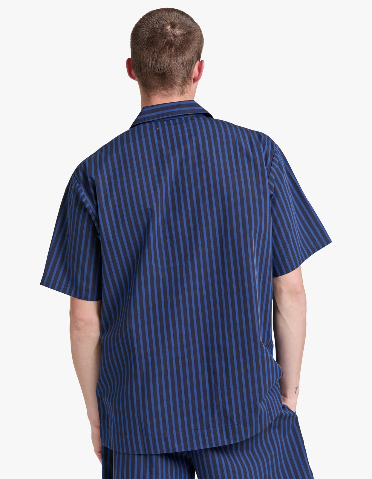 Lounge Short Sleeve Shirt - Navy/Black Stripe