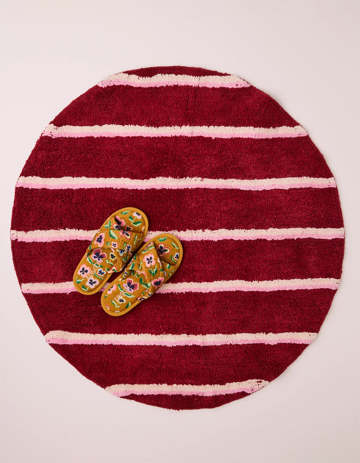 Ruby Rose Stripe Round Bath Mat