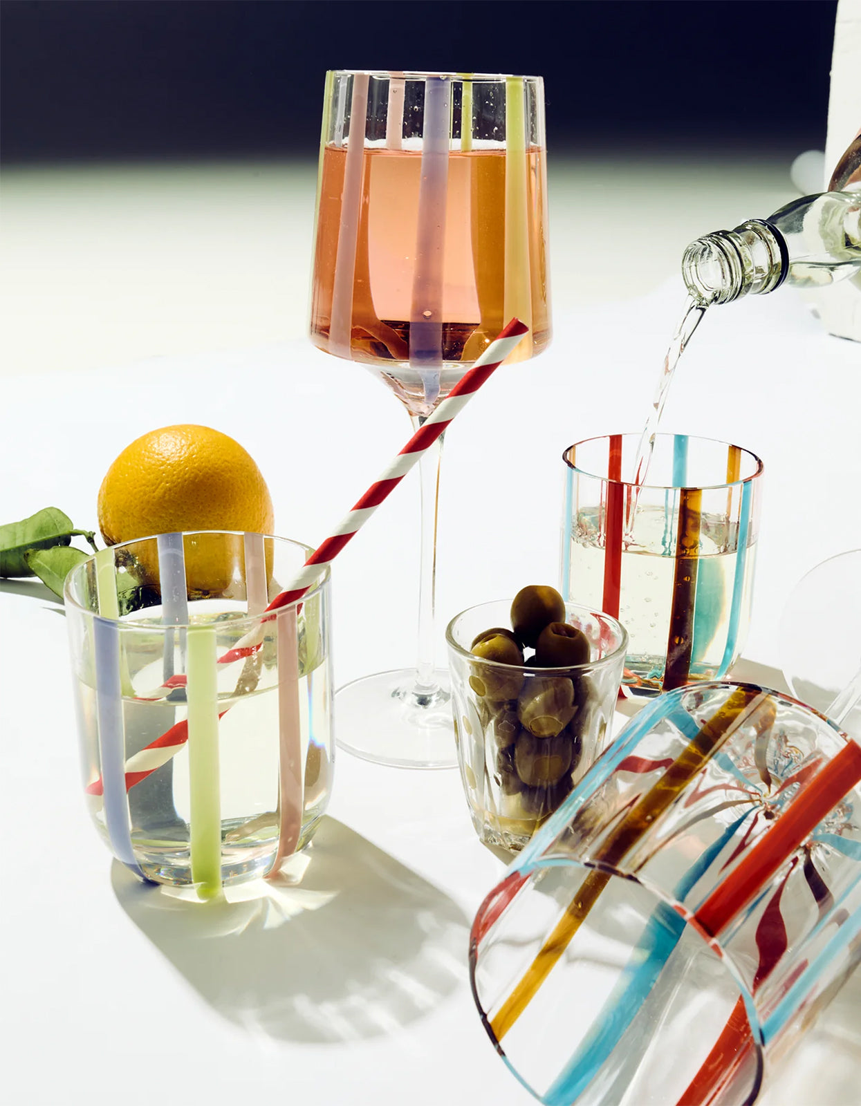 Tumbler Glass 2 Pack Set - Neptune Stripe