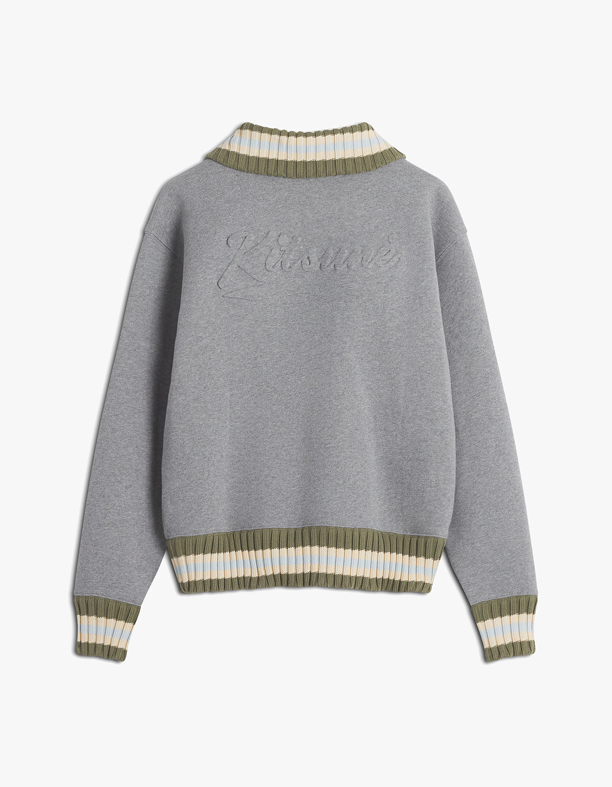 Varsity Zipped Blouson In Fleece With Knitted Detail - Medium Grey Melange