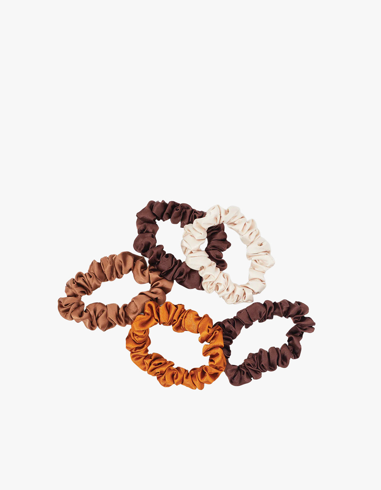 Satin Petite Scrunchies 5Pc Set - Sedona