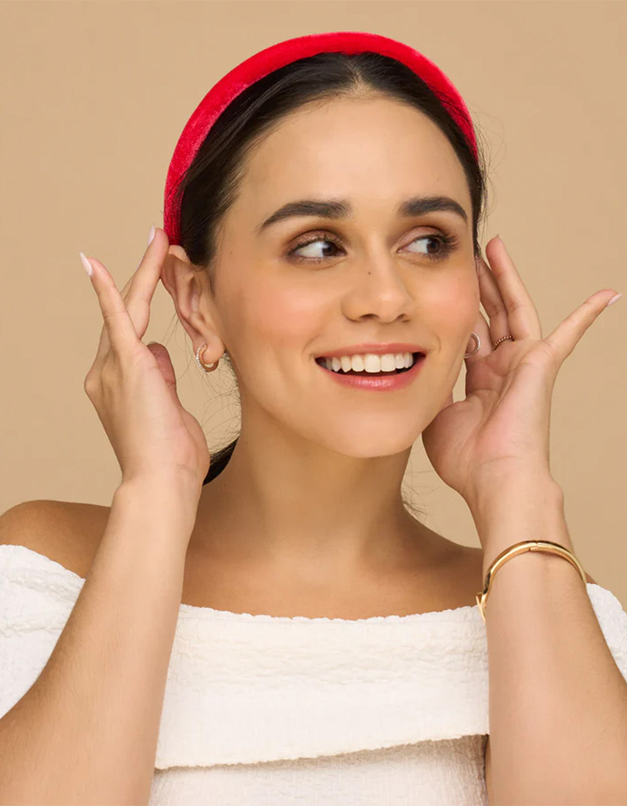 Holiday Velvet Headband 3Pc Set - Red Pink & Green