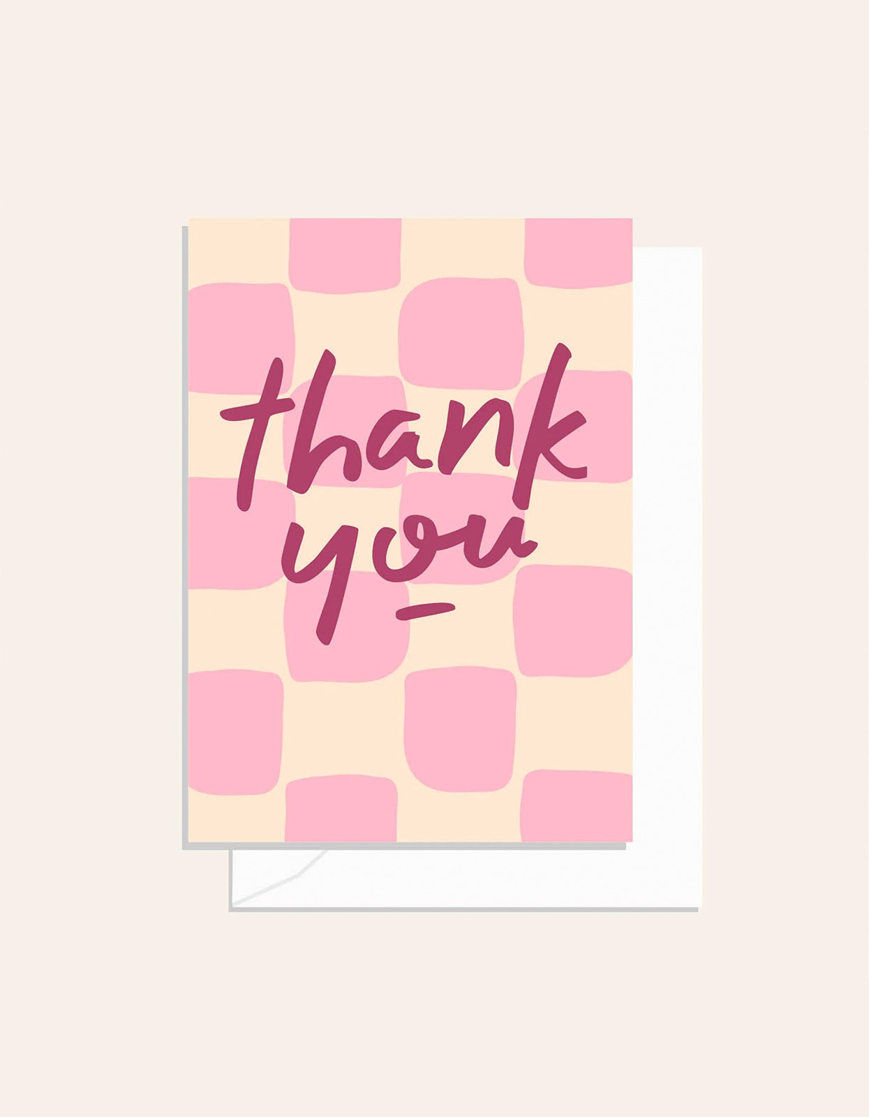 Check Thank You Card - Pink Check