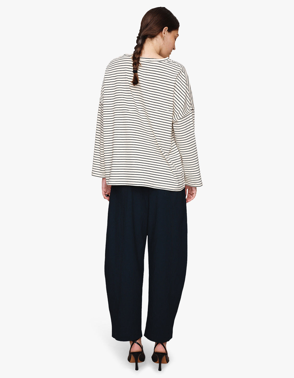 Yelena Tee - Ivory/ Black Stripe