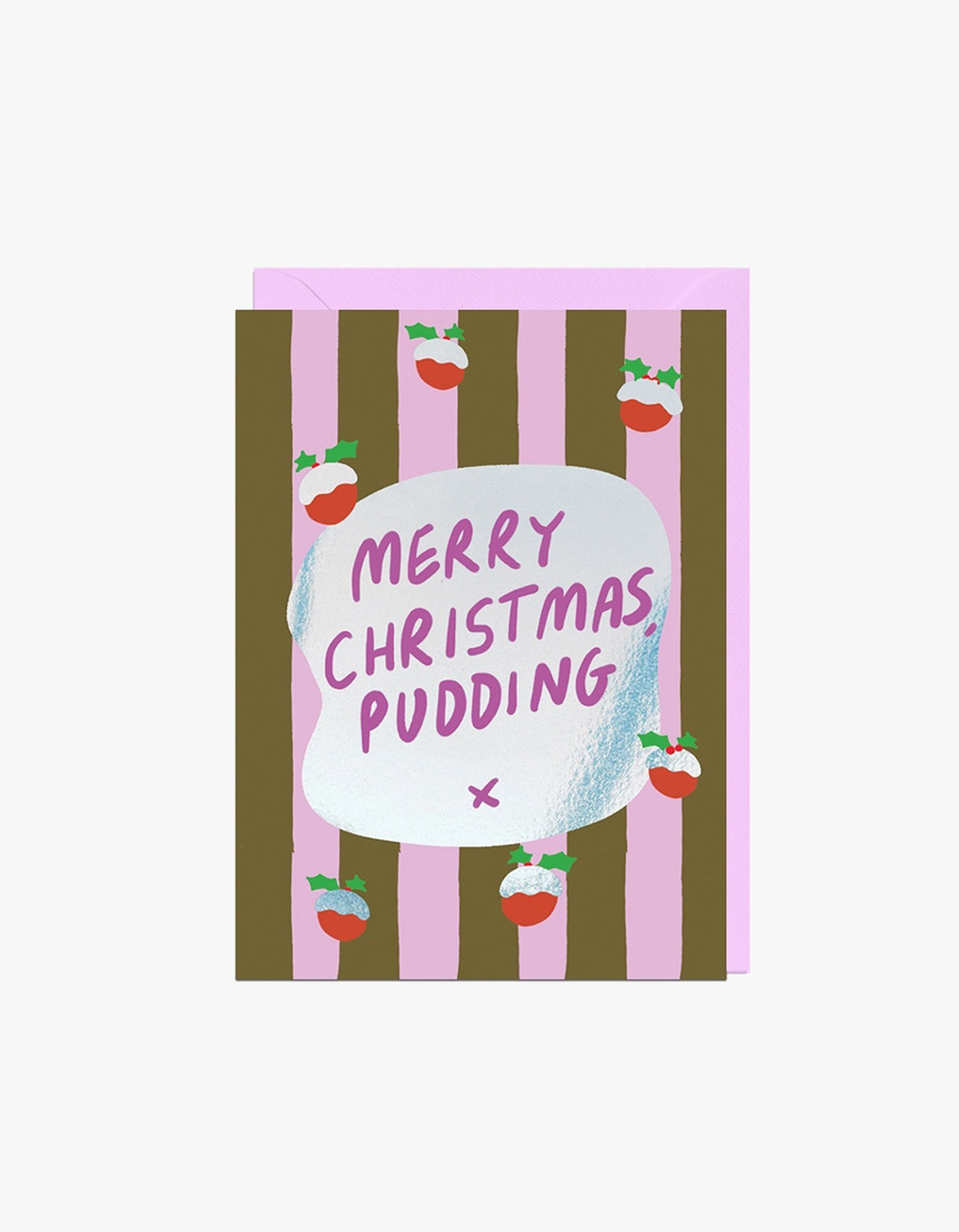 Merry Christmas Pudding Card - Brown